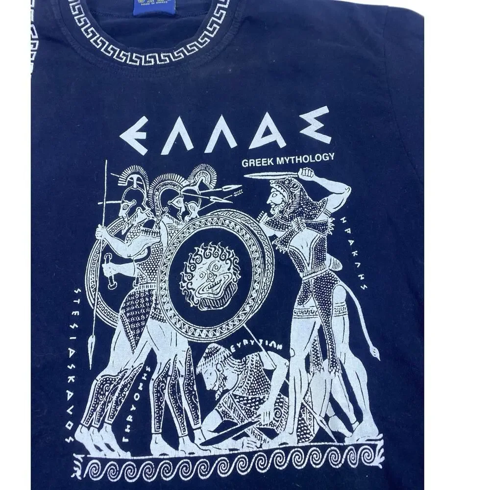 Vintage Greek Mythology Shirt Sz L All Over Print AOP USA Made 90s Single Stitch - Picture 2 of 9
